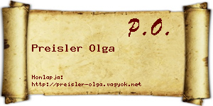 Preisler Olga névjegykártya