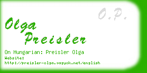 olga preisler business card